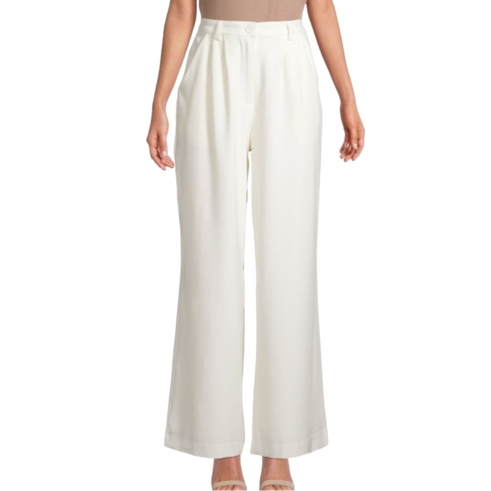 WE WORE WHAT HIGH-RISE PLEATED PANTS IN IVORY